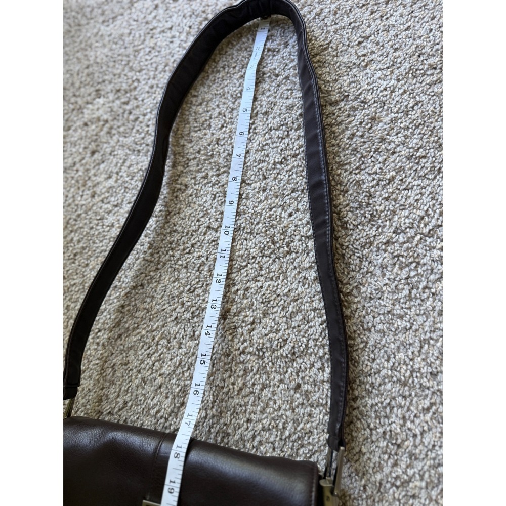 Vintage 90s Worthington Dark Brown Leather Crossbody Bag Flap Organizer Purse - Picture 5 of 10